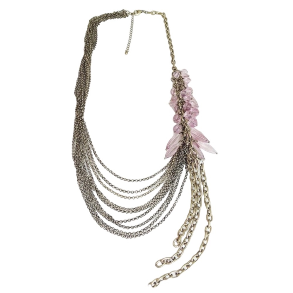 Lia Sophia Vintage style Antique Gold Tone Blushing Pink Resin Necklace NWT